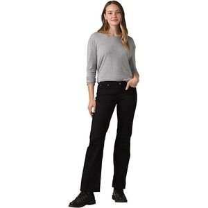 PRANA 6/28 Jeans Jada Stretch Washed Gray‎ Black Straight Leg Mid Rise